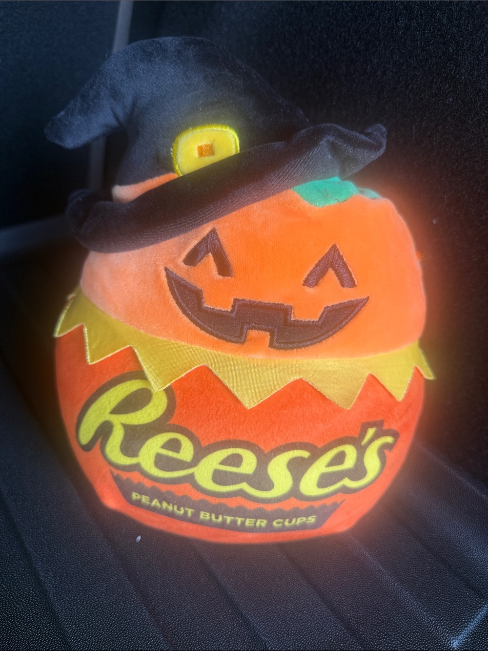 Squishmallows Orange Pumpkin Reese's Plush Costume with Black Witch Hat